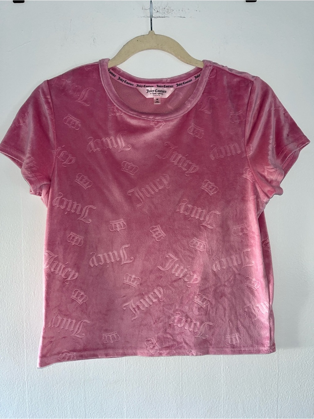 Juicy Couture Pink Velour Logo Short Sleeve Super Soft Pajama Shirt